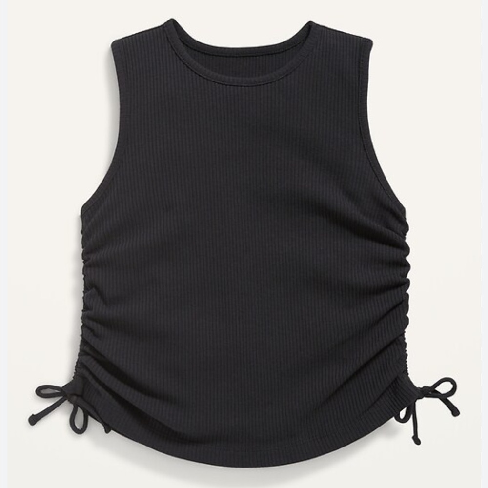 EUC barely worn Old Navy rib knit side cinch tie tank girls 14/16 black